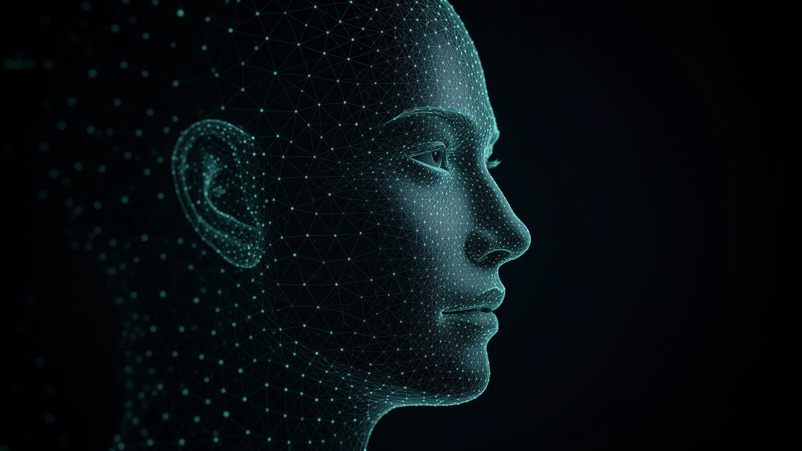 Abstract geometric face mesh visualising the ABRA biometric framework