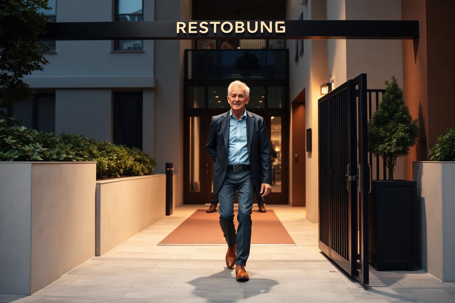 Resident walking confidently through a premium residential community entry gate