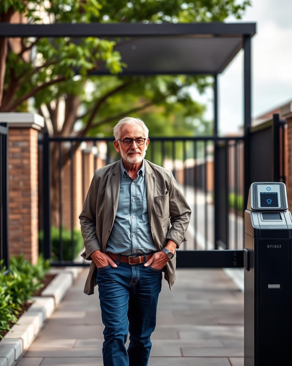 Resident using touchless entry at a premium residential community flap gate